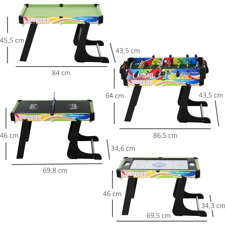 MELAYR, Mini-Klapp-Multispieltisch 4 in 1 mit Tischfußball, Eishockey, 86 x 5 x 43 cm, Bunt – Bild 5
