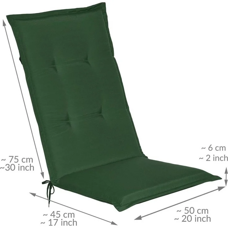 Beautissu 4er Set Hochlehner Auflagen Loft HL 120 x 50 x 6 cm dunkelgrün – Bild 2