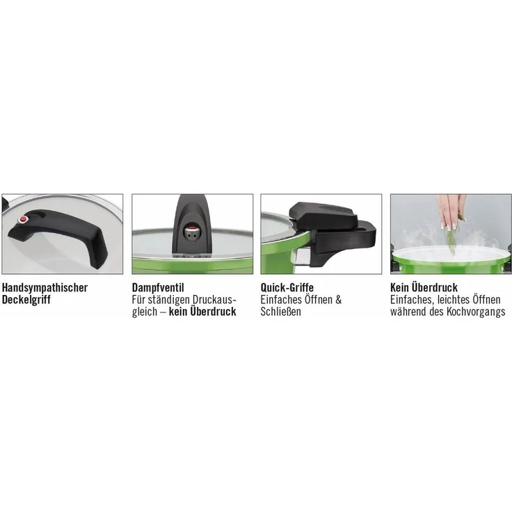 GSW Dampfgartopf Ceramica green, Aluminium (1-tlg), Dampfkochtopf, mehrfache Ceramic-Versielgung, Induktion – Bild 2