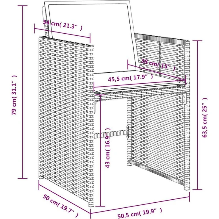 vidaXL Gartenstühle mit Kissen 4 Stk. Grau Poly Rattan 364985 – Bild 12