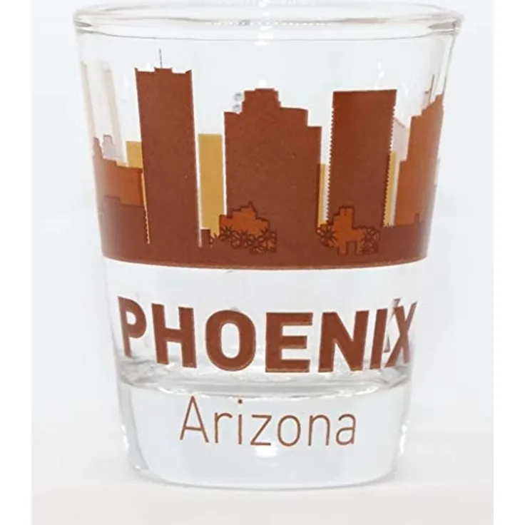 Phoenix Arizona Sunset Skyline Shot Glass by World By Shotglass