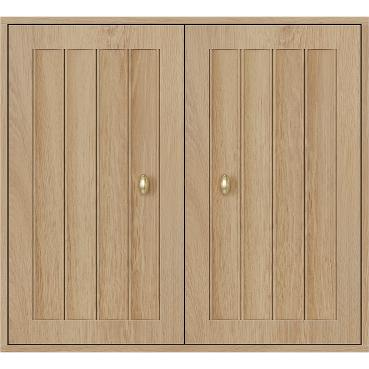 Badezimmer-Wandschrank 61,5 x 20 x 56 cm aus MDF und Spanplatte, Eiche, mit 2 Türen – Bild 8