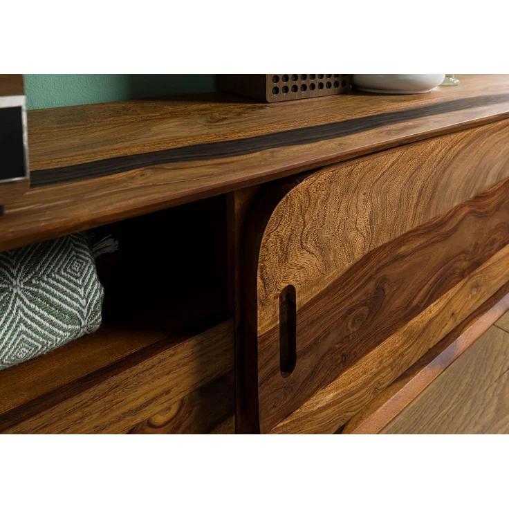Massivmoebel24 TV-Board (Sheesham 220 x 40 x 48 dunkelbraun lackiert MAILAND #227) – Bild 6