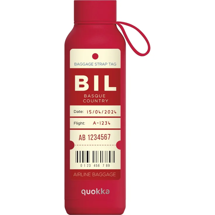 Quokka Cherry Red Edelstahl Trinkflasche isoliert 630 ml Thermoflasche mit Trageschlaufe