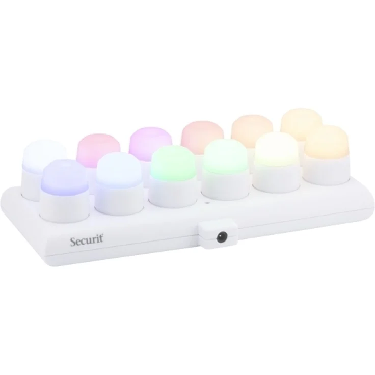 Securit® Set 12 Stk. AYLA Glas-Teelichthalter 12 Stk. LED Teelichter und Ladestation weiß +12 Farben