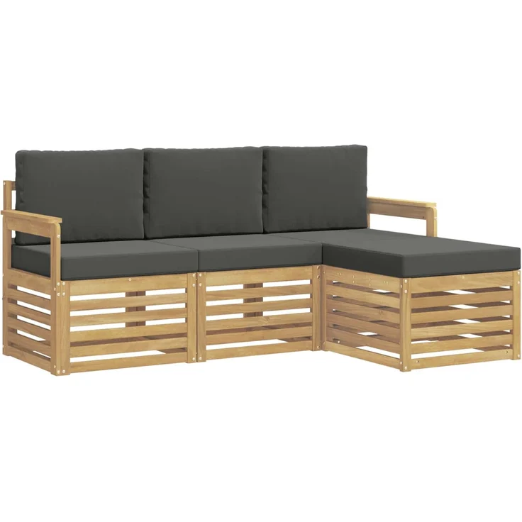 vidaXL Outdoor-Sofagarnitur 4 pcs Weiß und Anthrazit 3391622 – Bild 2