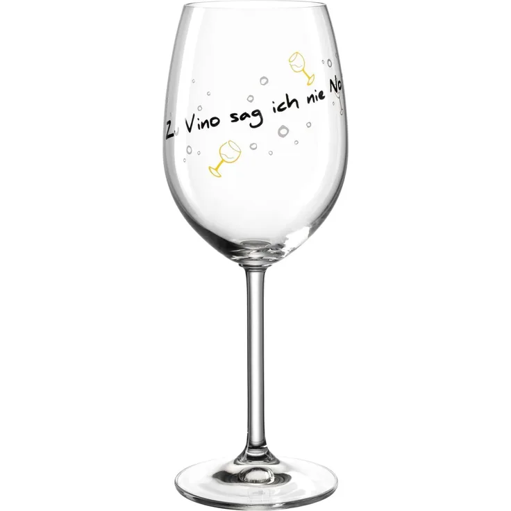 Leonardo Weinglas Presente Zu Vino sag ich nie No, Motivglas, Wein Glas, Kristallglas, 460 ml, 044515