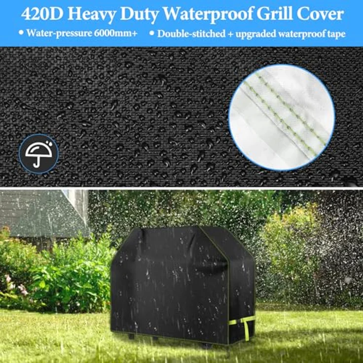Grill Abdeckhaube, VDISRR Wetterfest Grillabdeckung, 420D Oxford Gasgrill Abdeckplane, Wasserdicht Grillschutzhülle, 100 x 60 x 110 cm, Reißfest, UV, Schutz Grill vor Verblassen, Rost und Schimmel – Bild 5