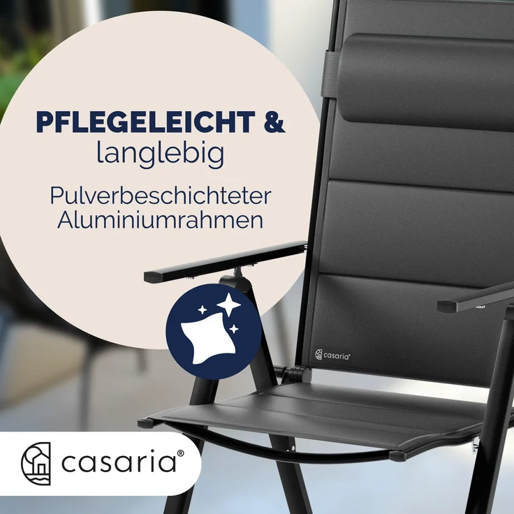 CASARIA® Gartenstühle 4er Set Klappbar Gepolstert Alu 8- Fach Verstellbar – Bild 5