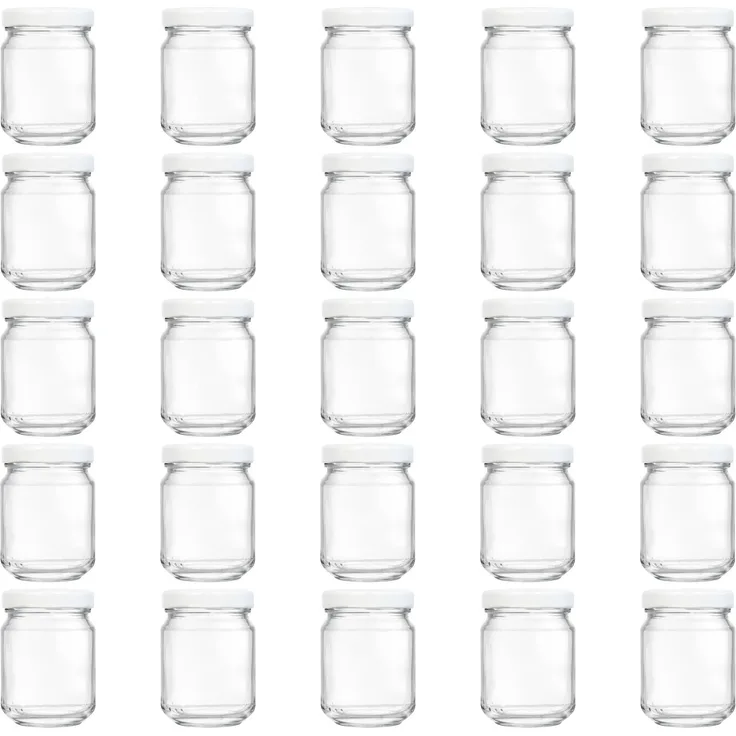 hocz 100x Mini Marmeladengläser 100 ml | mit Deckel Weiß TO 48 | kleine Einmachgläser mit Schraubdeckel zum befüllen | Schraubgläser, Sturzgläser Set | leere Gläser für Marmelade | 100 Stück