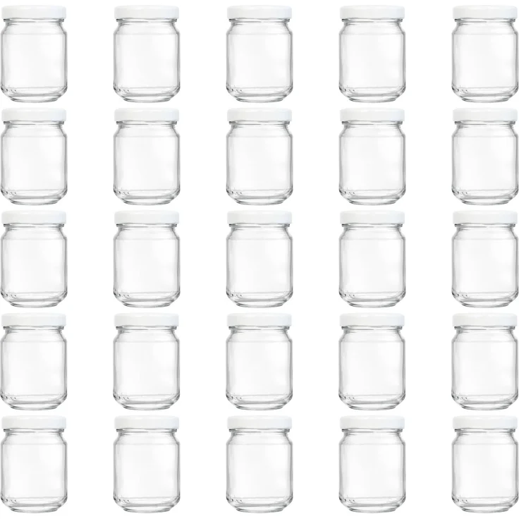 hocz 100x Mini Marmeladengläser 100 ml | mit Deckel Weiß TO 48 | kleine Einmachgläser mit Schraubdeckel zum befüllen | Schraubgläser, Sturzgläser Set | leere Gläser für Marmelade | 100 Stück