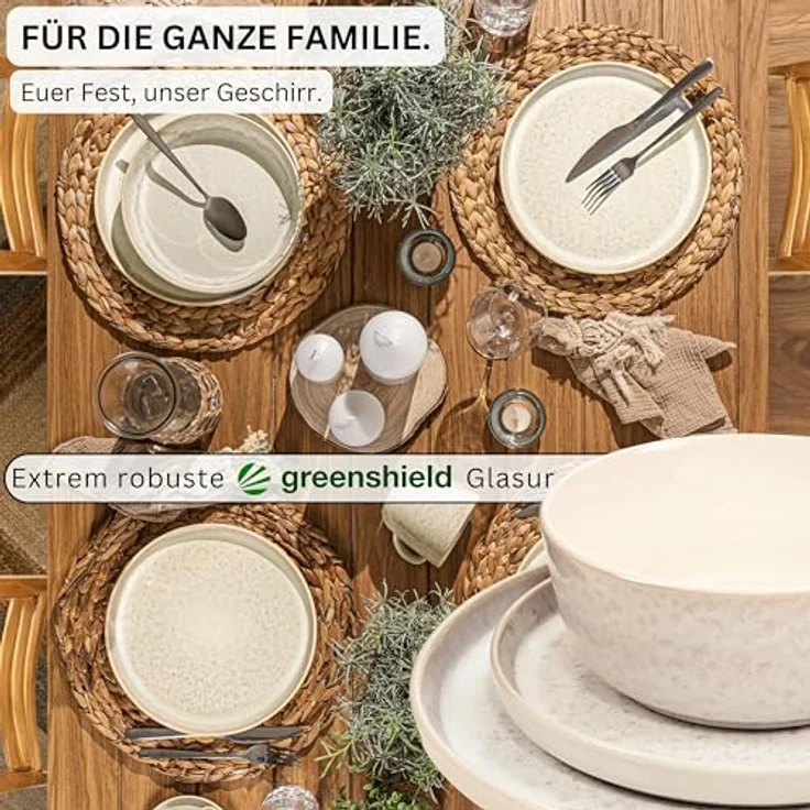 Sänger Kombiservice Key West, 30-teiliges Geschirrset in Creme, kratzfeste Oberfläche, vielseitig kombinierbar, für Essen und Trinken – Bild 3
