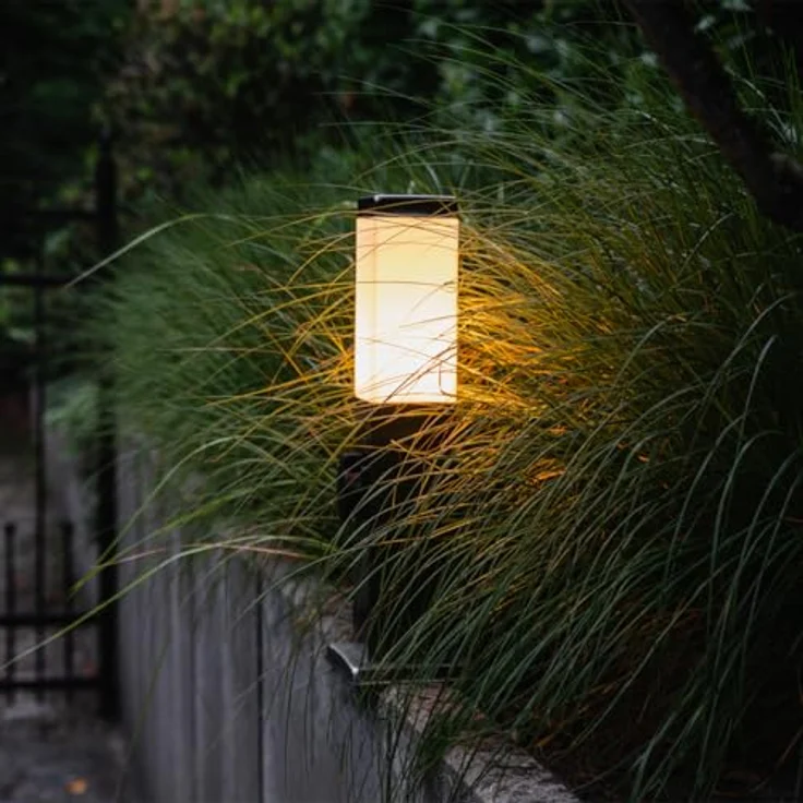 Qazqa Malios Außen Pollerleuchte, rechteckige Wegeleuchte in Silber, max. 60W, IP44, dimmbar, geeignet für LED, 45cm – Bild 2