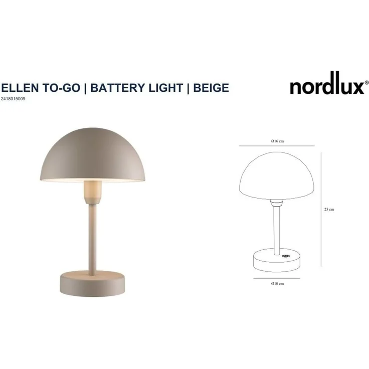 Nordlux Ellen to go LED Akku Tischleuchte beige für Außen und Innen IP44 3000K dimmbar – Bild 8