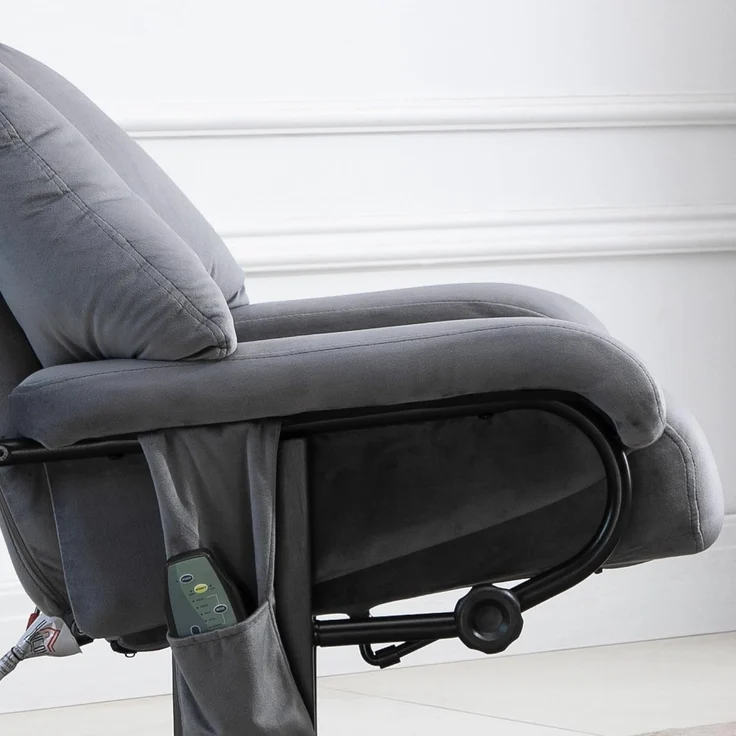 HOMCOM Massagesessel Fernsehsessel, Hocker, aus Kunstleder, Kann sitzen, um 360° drehen (Relaxliege, 2-St, Massagestuhl), für Wohnbereich, Grau – Bild 8