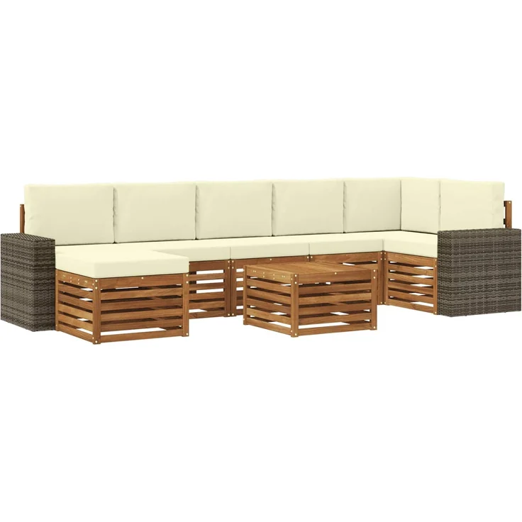 vidaXL Outdoor-Sofagarnitur 8 stk. 8-Sitzer Natur und Creme 3384666 – Bild 2