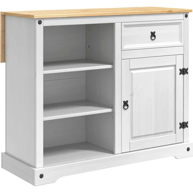 vidaXL Kücheninsel Set mit Tür 3 pcs Weiß und Honigwachs Massiv-Kiefer 3425401 – Bild 4
