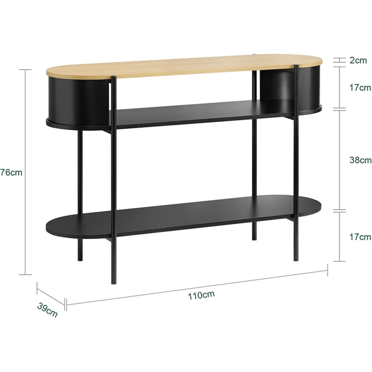 SoBuy FSB102-SCH Konsolentisch Flur, MDF, Melamin, Helle Eiche, 110 x 76 x 39 cm – Bild 3