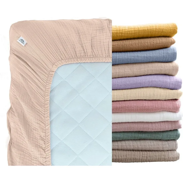 lilimaus Spannbettlaken Musselin Bettlaken Baby 60x120 & 70x140 mit Rundum-Gummizug, (1 Stück), weicher Musselin mit Rundum-Gummizug - sicherer Halt im Babybett
