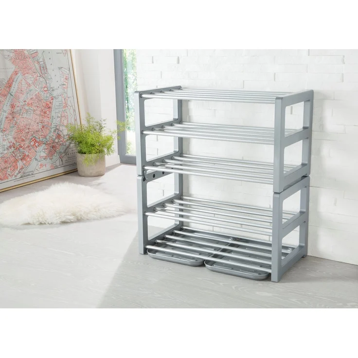 Ruco Schuhregal, mit Schmutzauffangschalen, Aluminium, bis zu 9 Paar Schuhe – Bild 3