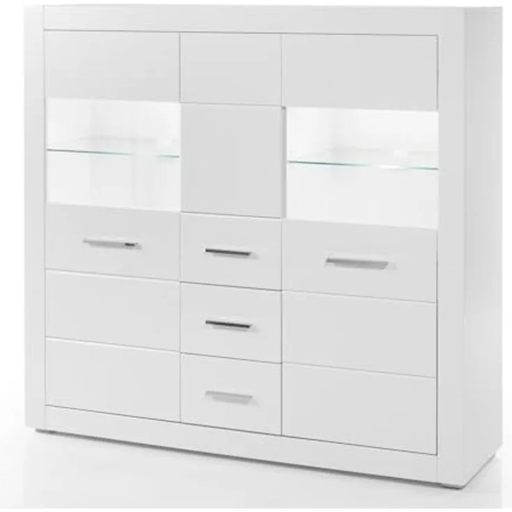 Highboard Carrara in Hochglanz weiß 149 x 142 cm