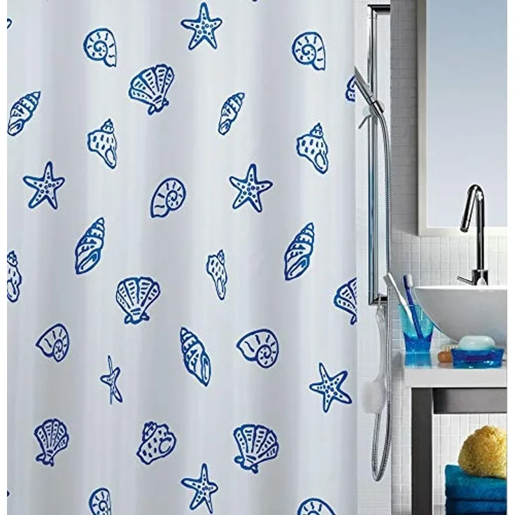 spirella Duschvorhang CONCHA Breite 120 cm, Anti-Schimmel Textil-Duschvorhang, Polyester, 120x200 cm, waschbar