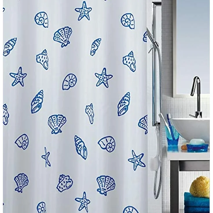 spirella Duschvorhang CONCHA Breite 120 cm, Anti-Schimmel Textil-Duschvorhang, Polyester, 120x200 cm, waschbar – Bild 1