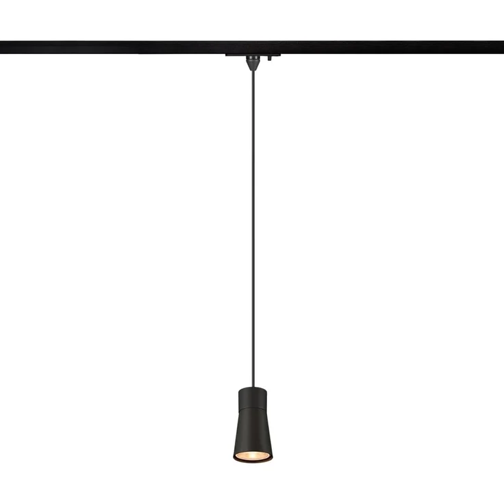 SLV PURI 2.0 Cone, 1~ Pendelleuchte, GU10, Pendellänge 200cm, 1x max. 6W, schwarz - Leuchten mit 1 Phasen Adapter