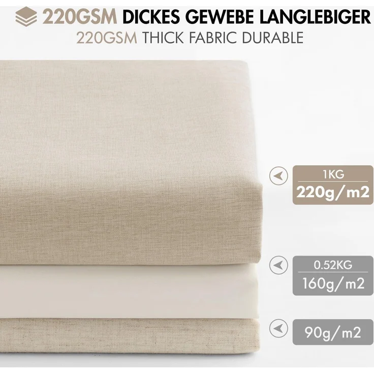 Woaboy Duschvorhang Leinenoptik Anti-Schimmel Beige 180x200 cm – Bild 6