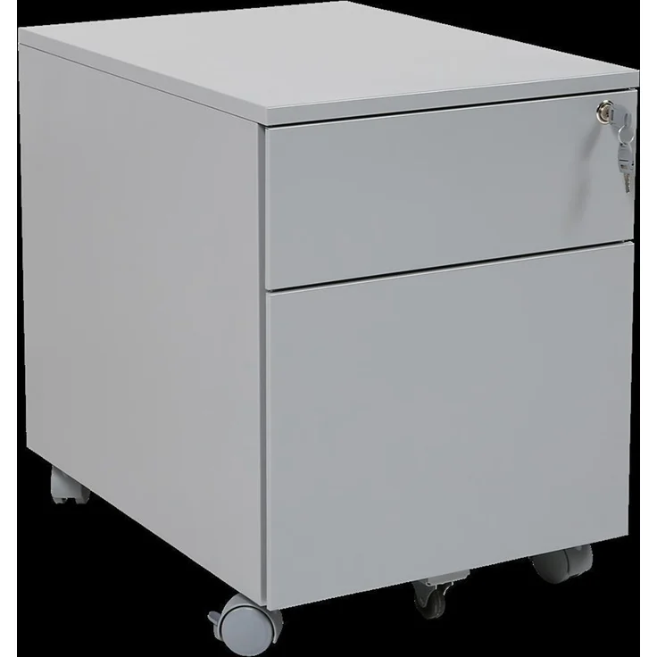 Rollcontainer, 2 Schübe, Farbe grau RAL 7035 pulverbeschichtet – Bild 2