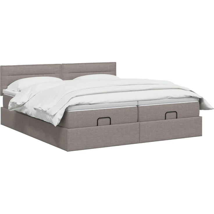 vidaXL Ottoman Bett mit Matratze 2 stk. Taupe 160 x 200 cm Stoff 3456667 – Bild 3