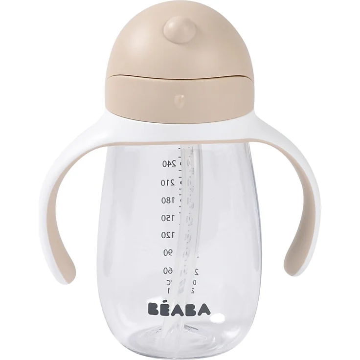 BÉABA 2-in-1 Lernflasche & Strohhalmbecher 300 ml – 100% Auslaufsicher, Einfach zu Öffnen, Abnehmbare Griffe, Hergestellt aus Tritan & Silikon, Robust & BPA-frei – Farbe Argile – Bild 2