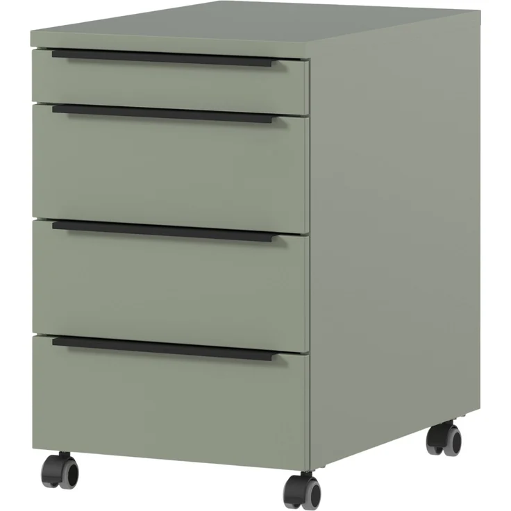 bümö Space Rollcontainer mit Schubladen, Container aus Holz in Taupe grün - Rollwagen für's Büro als Schreibtisch Unterschrank, Bürocontainer od. Schreibtischcontainer, SPCRC-628 – Bild 1