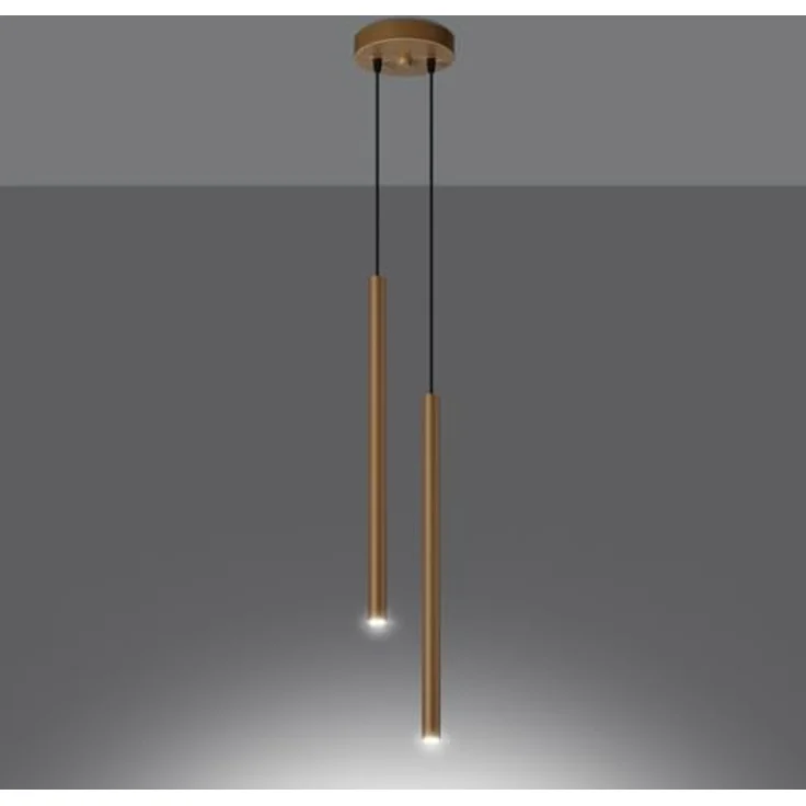 Sollux Lighting Pendelleuchten Pastelo 2 Golden, Moderne Pendelleuchte mit 2 Lichtquellen und geometrischem Design, Schwarz und Gold – Bild 3