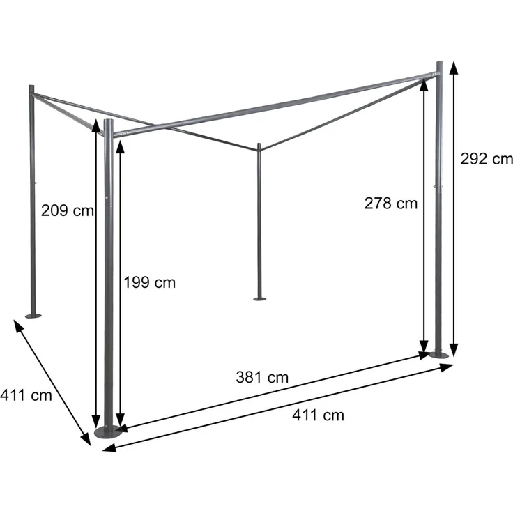 Pergola Gestell HWC-A41, Garten Pavillon Terrassenüberdachung Gestänge, stabiles 6cm Stahl-Gestell – Bild 3