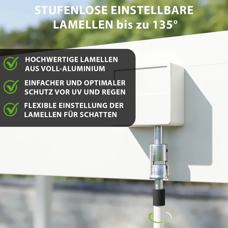 Weide Deluxe | Wand Pergola | Voll Aluminium | 3,6 x 4 M | Lamellendach weiß – Bild 3