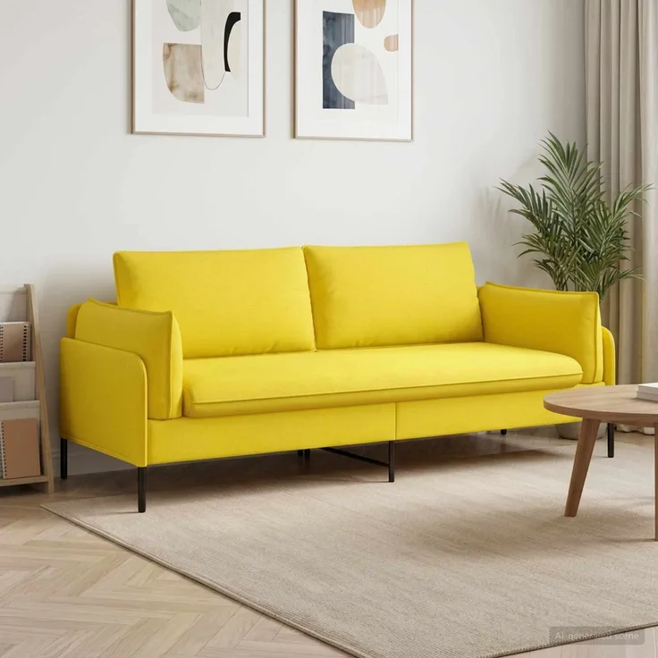 vidaXL 3-Sitzer-Sofa Helles Gelb 222 x 81 x 89 cm Stoff 42048638