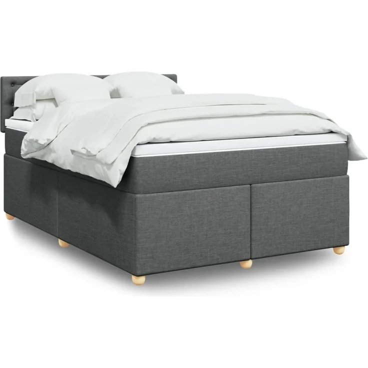 vidaXL Boxspringbett mit Matratze Dunkelgrau 140x200 cm Stoff 3289018 – Bild 1