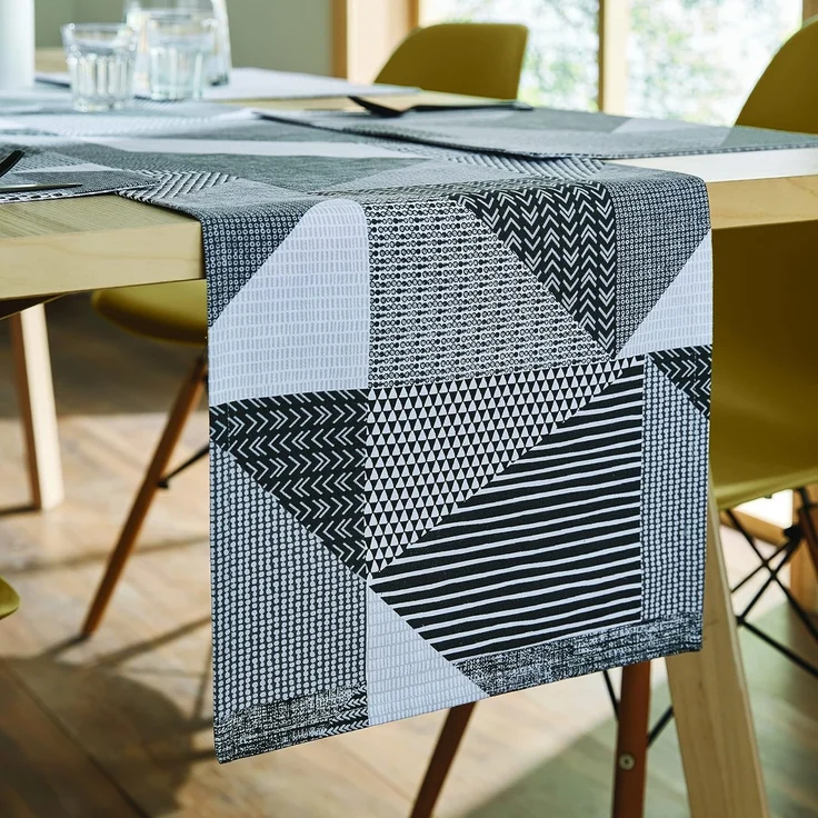 Catherine Lansfield Dining Larsson Tischläufer Geo Baumwolle 33x220 cm grau