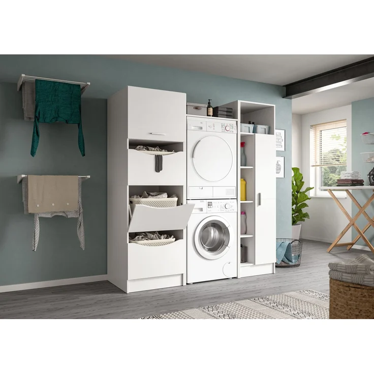Waschmaschinenschrank (B/H/T: 66x195x62 cm) in weiß Nachbildung – Bild 6