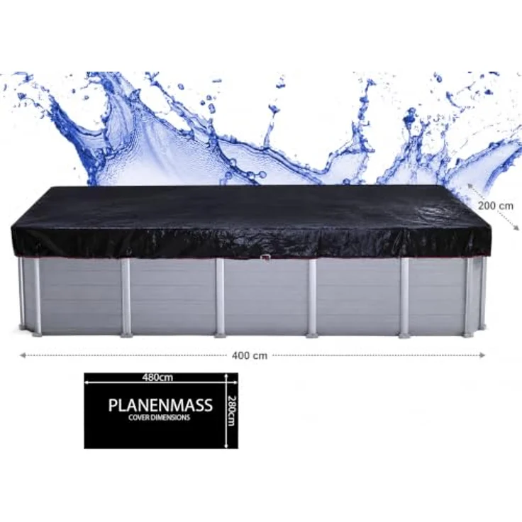 QUICK STAR Solar Poolabdeckung Eckig 660 x 360 cm, Schwarz, 200 g/m² PE | Abdeckung passend für 549x274 cm Pools, Sommer & Winter Poolplane, zweifach beschichtete Abdeckplane, Solarplane UV-Resistent – Bild 2