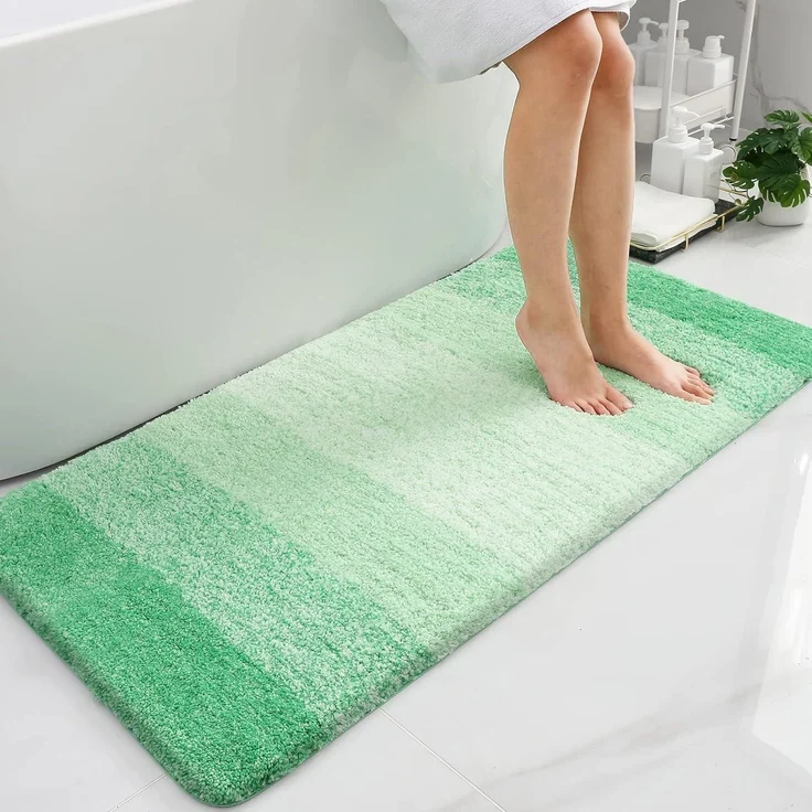 Badematte Mikrofaser rutschfest waschbar saugfähig 60x120 cm Grün – Bild 1