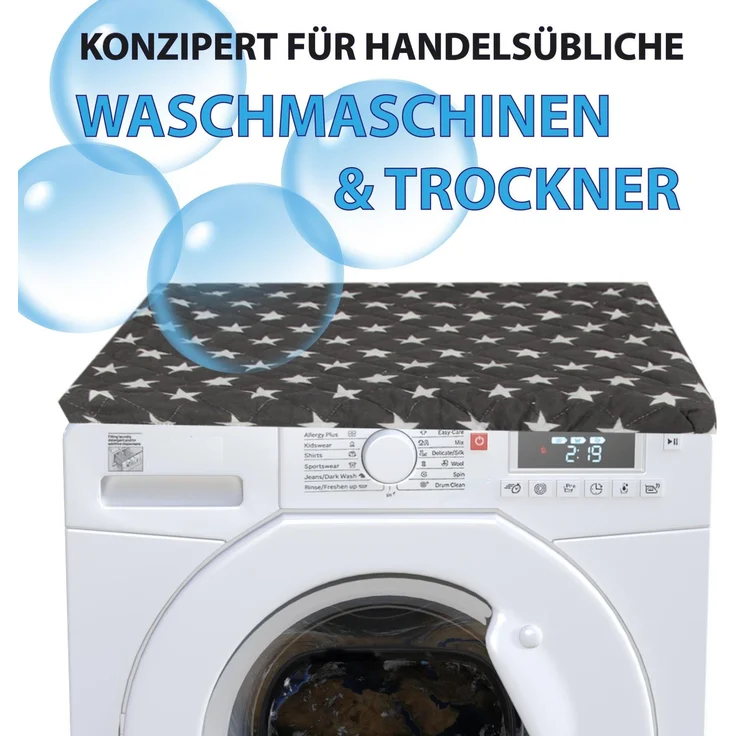 Waschmaschinenbezug 60x60cm, Trocknerbezug in vielen vers. Farben Sterne Anthrazit – Bild 3