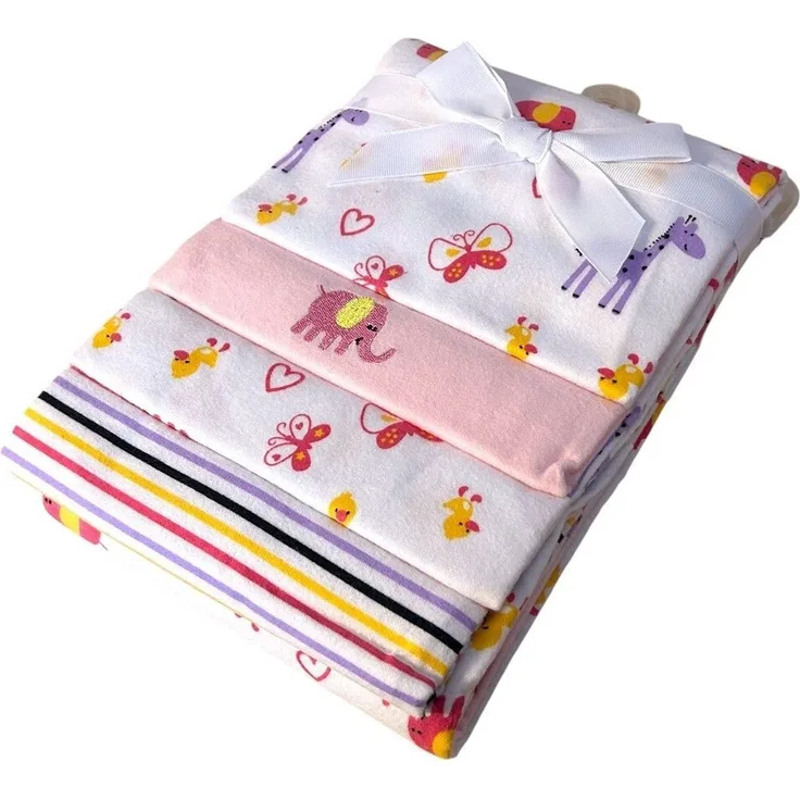 4er Pack Moltontücher » Geschenkset » Baby Spucktuch 76 x 76 cm » Wickelunterlage aus Baumwolle » leichte Decke & Stilltuch » Baby Starter-Set - Tiere