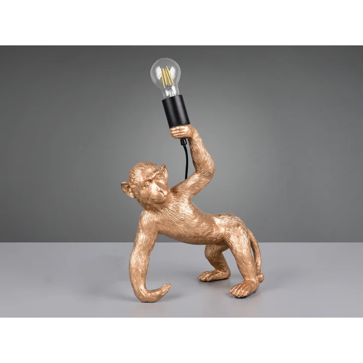 Tischleuchte, gold, Affe, E27, Schnurschalter, H 35,5 cm – Bild 5