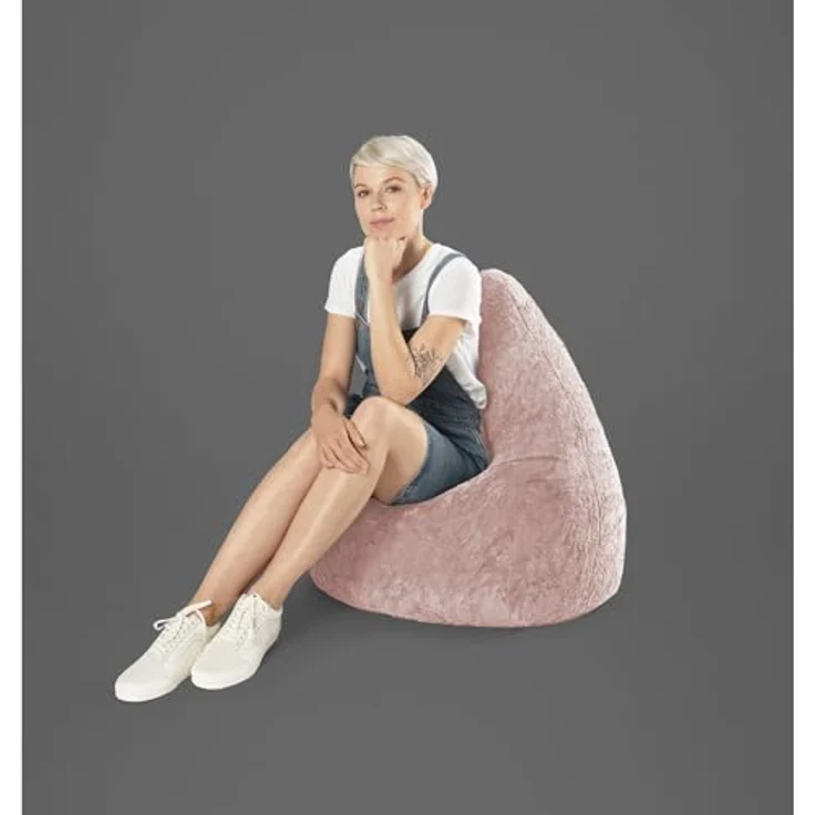 Sitting Point Sitzsack Fluffy Hearts XL ca. 220 Liter Altrose – Bild 5