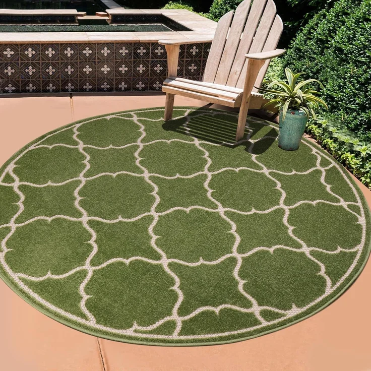 Sanat 'Berlin' Teppich, Höhe: 6 mm, In -und Outdoor geeignet, Grün, 150 cm Rund – Bild 1