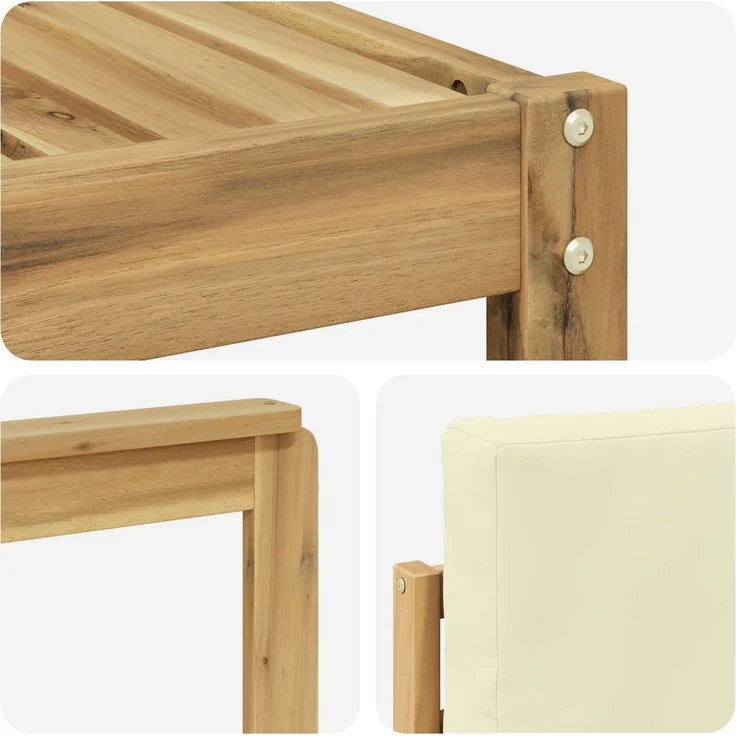 vidaXL Outdoor-Sofagarnitur 4 pcs Weiß und Creme 189,5 x 122,5 x 73 cm 3391620 – Bild 5