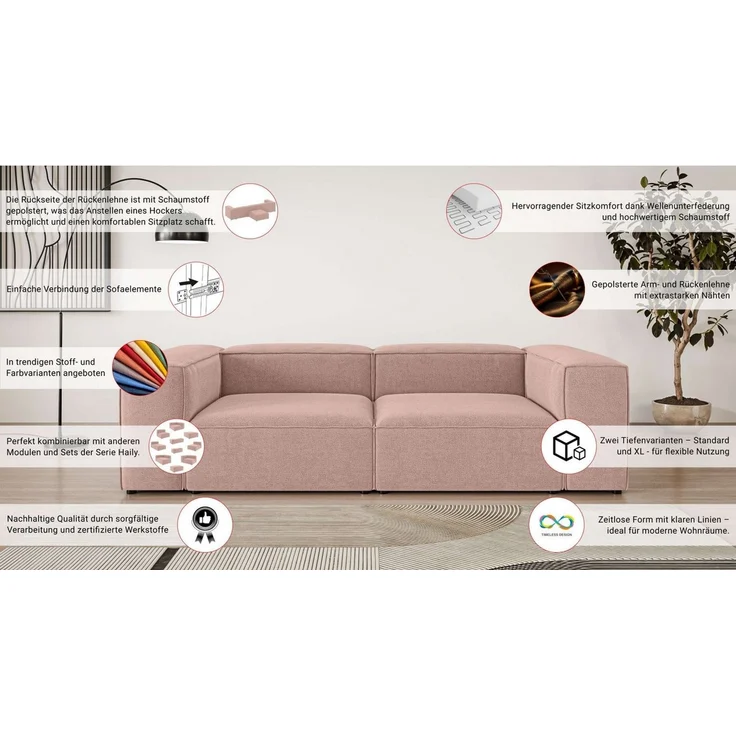 OTTO home Big-Sofa XL HAILY Modularsofa extra tief, Sitztiefe 100 cm, als Modul oder separat verwendbar, für individuelle Zusammenstellung – Bild 2