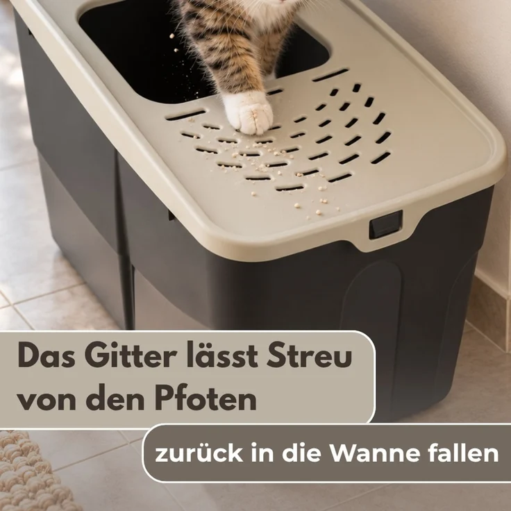 Hop In Katzenklo XXL große Katzen Klo Hoch Katzentoilette geschlossen Katzenklo mit Deckel Katzentonne Oben Einstieg Katzen WC Top Eingang Katzentoilette hoher Rand – Bild 3